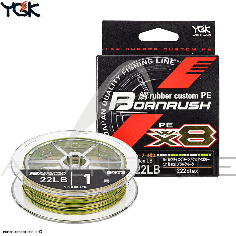 Tresse YGK Bornrush WX8 PE Rubber custom 200m